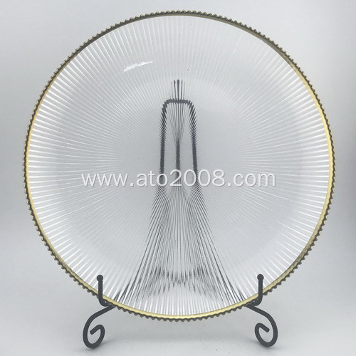 Glass Plate With Gold Rim.